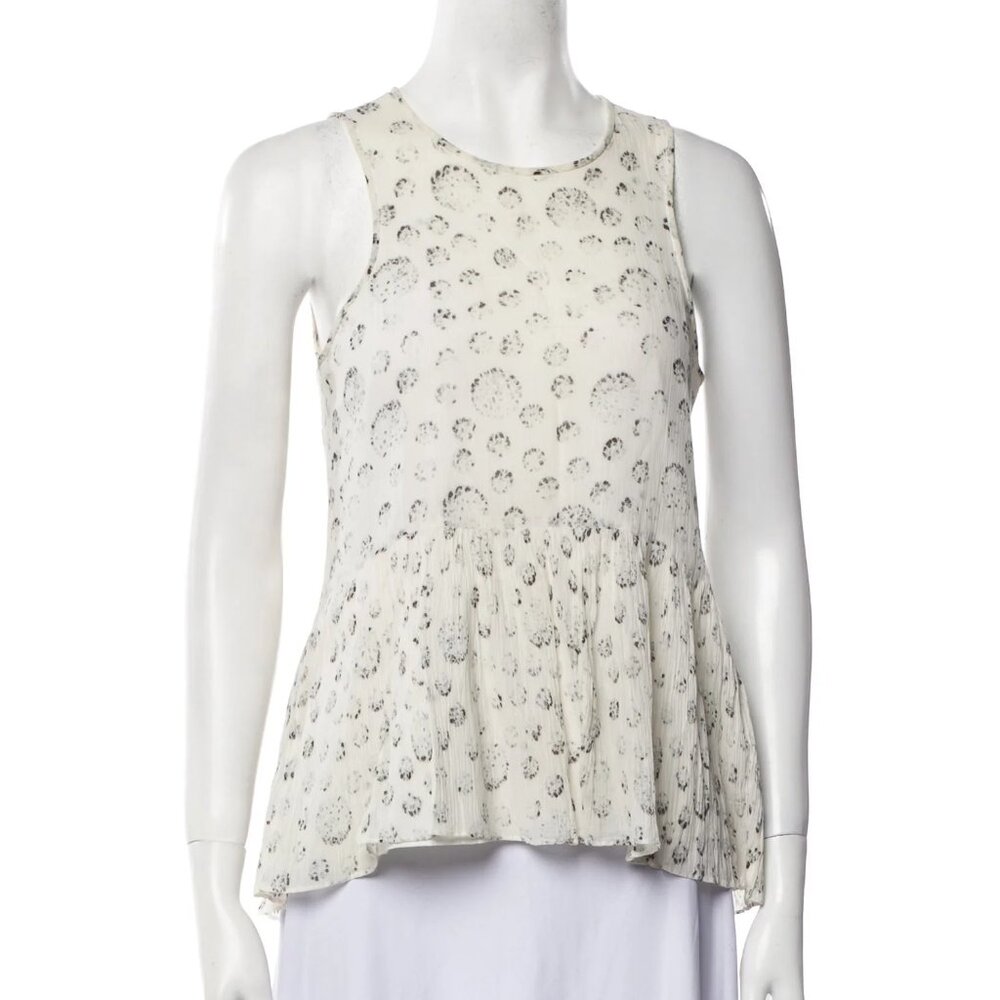 Tibi Cotton and Silk Peplum Tanktop